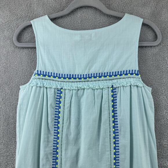 Vineyard Vines Dress Women 0 Crystal Blue Embroidered Shift Boat Neck Short New - Picture 8 of 13
